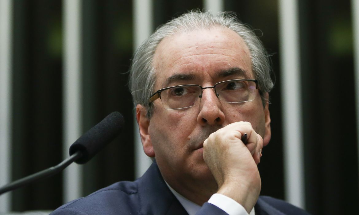 Brasília - Eduardo Cunha, durante discussão do processo de impeachment da presidenta Dilma, no plenário da Câmara dos Deputados  (Marcelo Camargo/Agência Brasil)