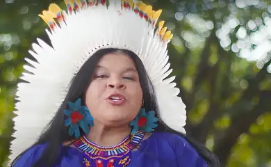 18/04/2024, Ministra dos Povos Indígenas, Sônia Guajajara, faz pronunciamento oficial. Foto: Frame/CanalGov