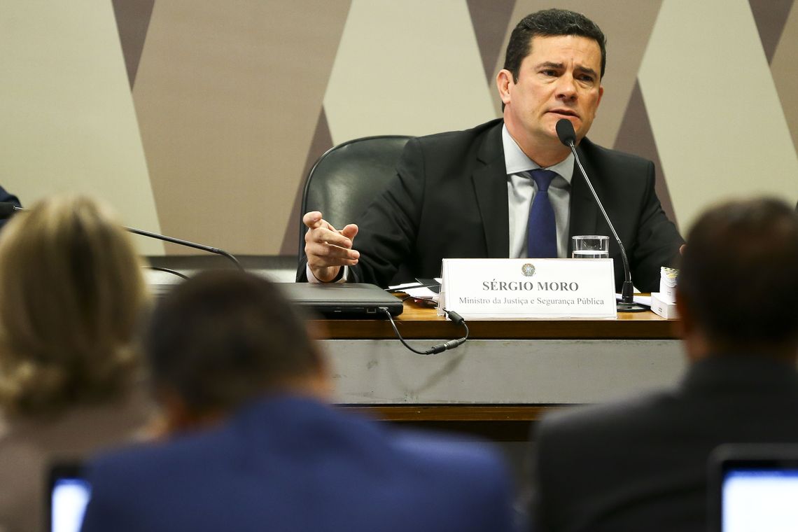 O ministro da JustiÃ§a e SeguranÃ§a PÃºblica, Sergio Moro, participa de audiÃªncia pÃºblica na ComissÃ£o de ConstituiÃ§Ã£o e JustiÃ§a do Senado.