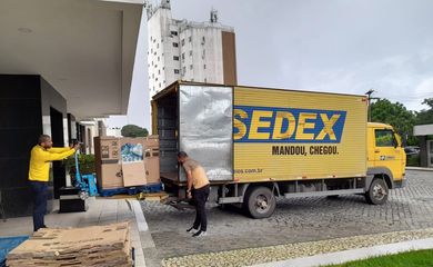 CHUVAS RS – DOAÇÕES CORREIOS - Correios transportam doações de todo o país ao Rio Grande do Sul. - BAHIA. Foto: Divulgação/Correios