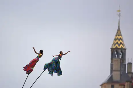 Paris 2024 Olympics - Opening Ceremony - Paris, France - July 26, 2024. General view of performers by the Conciergerie during the opening ceremony. REUTERS/Adnan Abidi