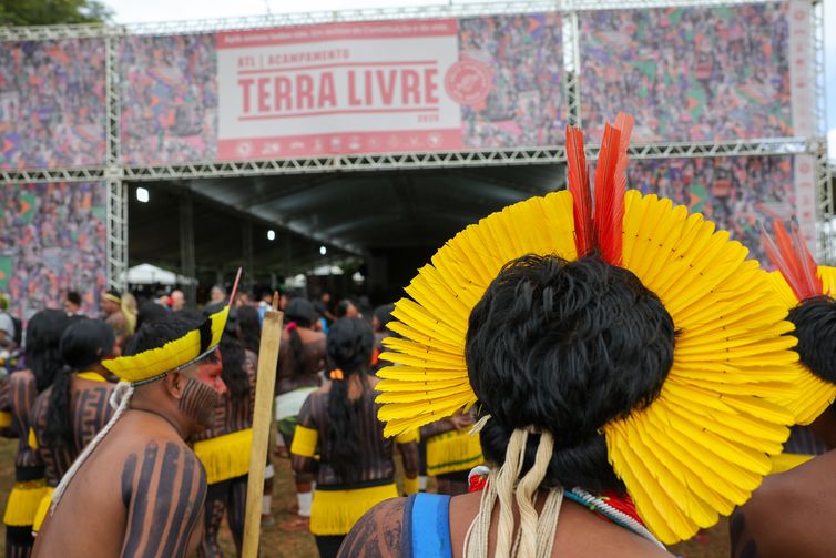 Brasília (DF) 07/04/2025 O Acampamento Terra Livre (ATL), a maior Assembleia dos Povos e Organizações Indígenas do Brasil, acontece em Brasília.  Foto: Fabio Rodrigues-Pozzebom/ Agência Brasil