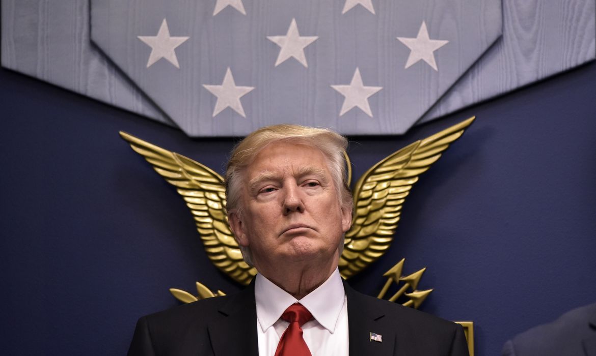 O presidente dos Estados Unidos, Donald Trump, durante visita ao Pentágono (AFP/Direitos Reservados) 