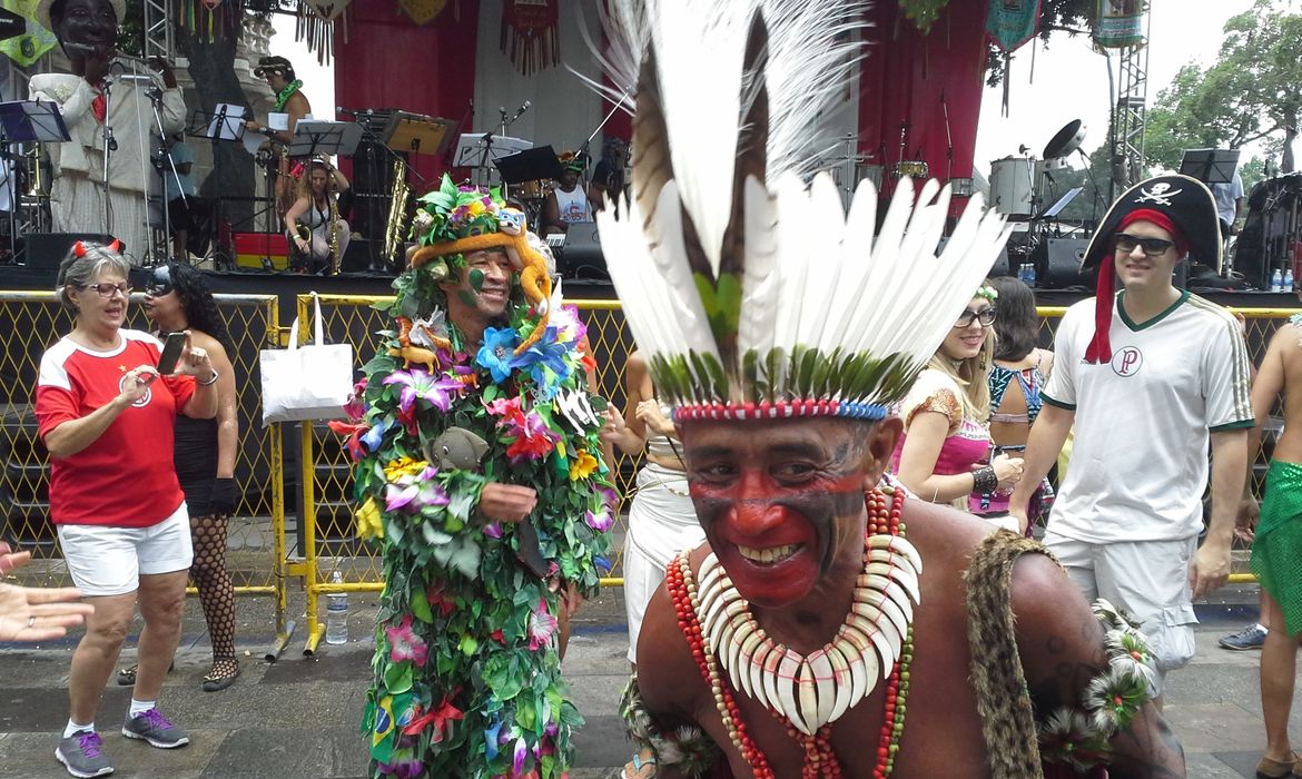 Rio de Janeiro - Baile de carnaval do Cordão do Boitatá reúne foliões na Praça XV, centro do Rio, apesar da chuva ( Vitor Abdala/Agência Brasil)