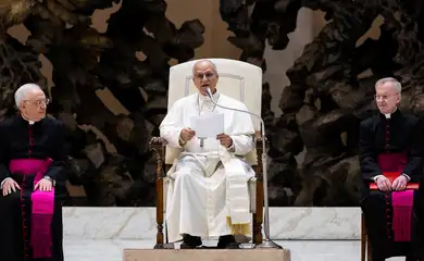 Papa Leão 14 no Vaticano
12/5/2025 Reuters/Eloisa Lopez/Proibida reprodução