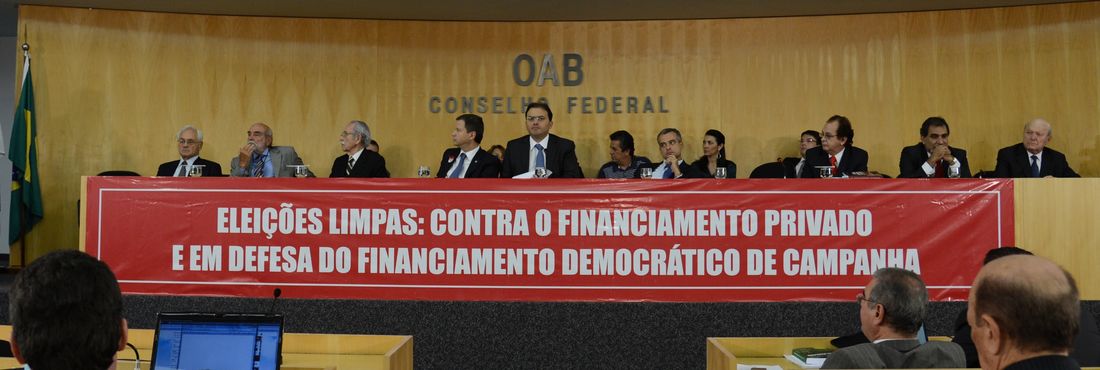 Brasília - O Conselho Federal da Ordem dos Advogados do Brasil (OAB), em parceria com diversas entidades da sociedade civil, promove ato público em defesa do financiamento democrático de campanhas eleitorais.
