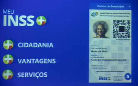Brasília (DF) 22/05/2023 - (Reproduç?o do Telão) - Lançamento da carteira virtual do beneficiário Meu INSS+.  A carteira servirá como comprovação de beneficiário do INSS. Também vai oferecer um 