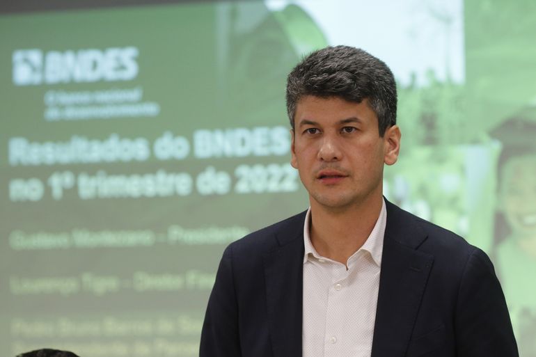 O presidente do Banco Nacional de Desenvolvimento Econômico e Social (BNDES), Gustavo Montezano, anuncia resultado financeiro do  primeiro trimestre de 2022.