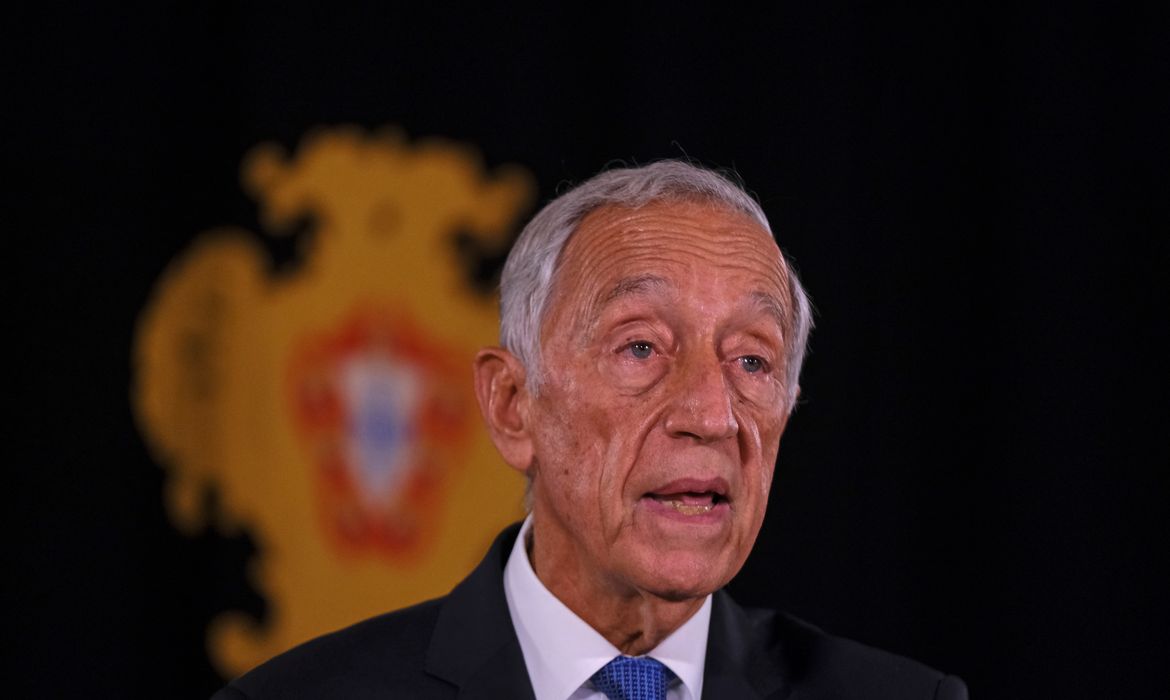 Portugal's President de Sousa addresses the nation to announce his decision to dissolve parliament triggering snap general elections, in Belem Palace in Lisbon