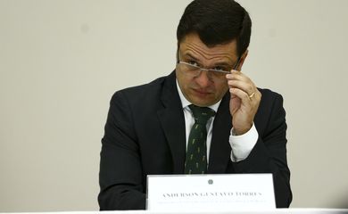 O ministro da Justiça e Segurança Pública, Anderson Torres, durante entrevista coletiva sobre a Operação Eleições 2022 no segundo turno.
