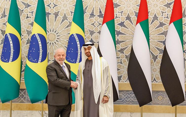 Abu Dhabi 15-04-2023 - O presidente Luiz Inácio Lula da Silva, foi recebido pelo xeique Mohammed bin Zayed Al Nahyan em Abu Dhabi nos Emirados Árabes em Abu Dhabi. Foto: Ricardo Stuckert/PR
