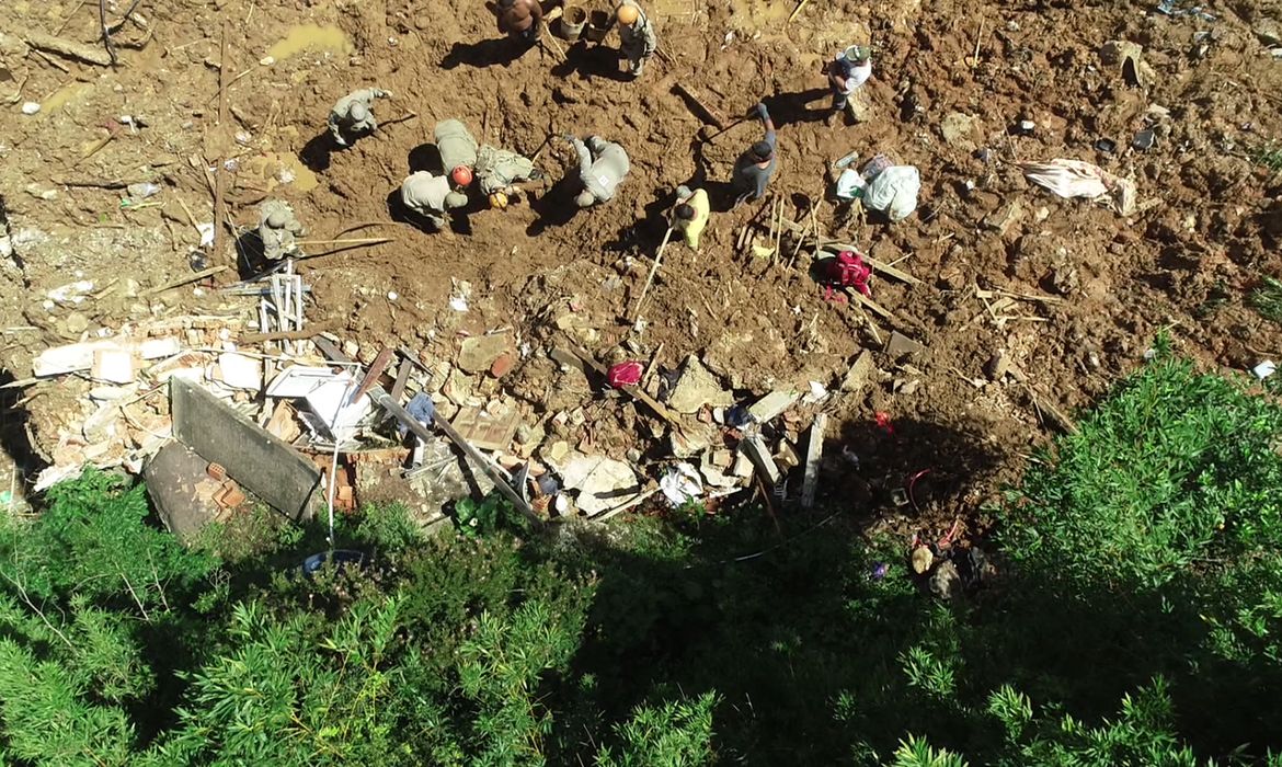 Imagens de drone das áreas de deslizamento de encosta em Petrópolis, em decorrência das fortes chuvas que atingiram a região serrana do Rio de Janeiro