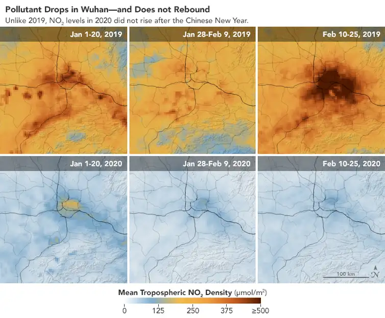 Imagens de satélite mostraram declínio  nos níveis de poluição sobre a China