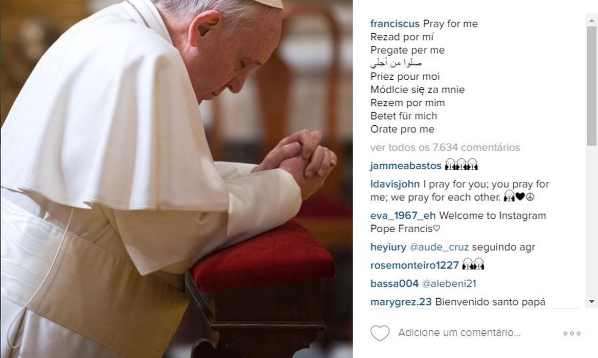 Papa Francisco estreia conta na rede social Instagram