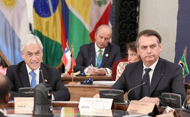 O presidente do Brasil, Jair Bolsonaro, durante abertura do fórum que discute a criação do Prosul, nova comunidade de países latino-americanos que deverá substituir a União das Nações Sul-Americanas (Unasul).