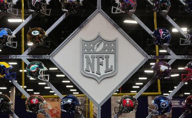 Logo da NFL na exibição NFL Experience no Mandalay Bay North Convention Center, em Las Vegas
Kirby Lee-USA TODAY Sports