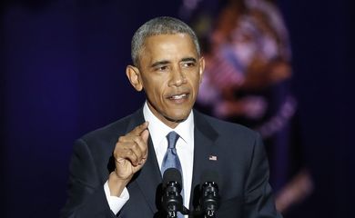 O presidente dos Estados Unidos Barack Obama faz seu discurso de despedida 