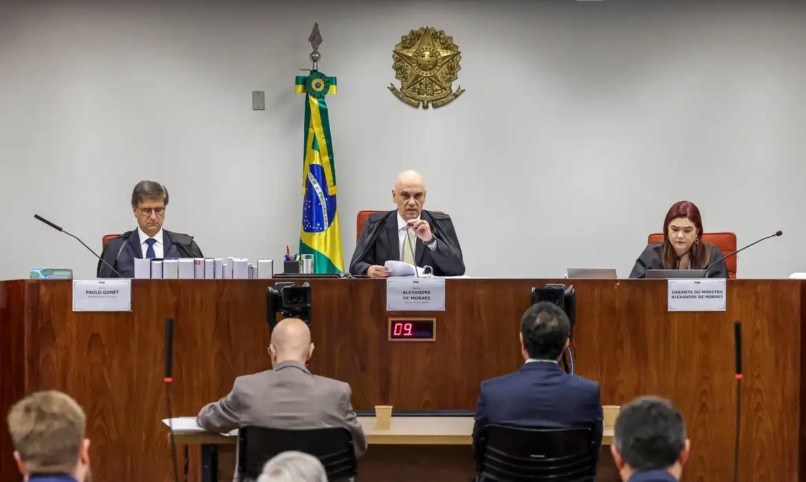 Gustavo Moreno/STF Brasília (DF), 10/06/2025- O ministro do Supremo Tribunal Federal (STF) Alexandre de Moraes começa a ouvir os réus do núcleo 1 na ação da trama golpista, os interrogatórios ocorrerão presencialmente na sala de julgamentos da primeira turma da corte. Foto: Gustavo Moreno/STF