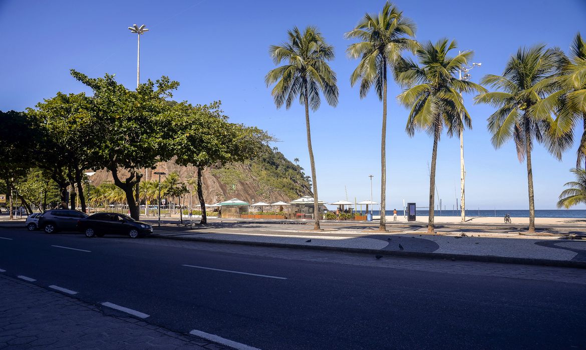 Proibido estacionamento na orlas da praia de Copacabana para aumentar o isolamento social