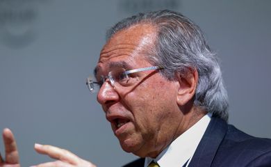 O ministro da Economia, Paulo Guedes, durante reunião do Conselho Internacional de Negócios no  Fórum Econômico Mundial em Davos