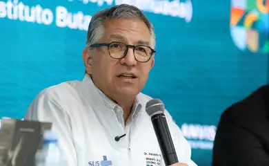 São Paulo (SP), 26/11/2025 - O ministro da Saúde, Alexandre Padilha, fala durante coletiva de imprensa sobre aprovação da Agência Nacional de Vigilância Sanitária - Anvisa para o registro de vacina nacional contra dengue do Instituto Butantan. Foto: Rovena Rosa/Agência Brasil