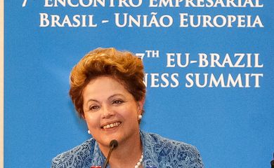 Bruxelas (Bélgica) - Presidenta Dilma Rousseff durante cerimônia de abertura do 7 Encontro Empresarial Brasil-União Europeia (Roberto Stuckert Filho/Presidência da República)