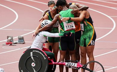 Atletas da delegacao brasileira durante Classificatória de atletismo dos Jogos Paralímpicos de Tóquo no cno estádio Olíimpico - Paralimpíada de Tóquio - Tóquio 2020

