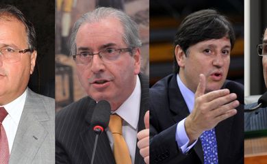 Os ex-deputados do MDB Geddel Vieira Lima, Eduardo Cunha, Rodrigo Rocha Loures e Henrique Eduardo Alves, 