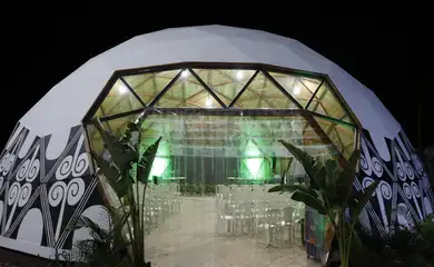 Belém (PA), 11/11/2025 - Tenda de palestras na Aldeia COP. Foto: Bruno Peres/Agência Brasil