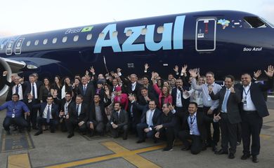 Evento de apresentação do jato Embraer 195-E2,a maior e mais moderna aeronave comercial já produzida no Brasil, adquirida pela Azul Linhas Aéreas
