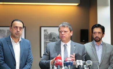 Governador de São Paulo, Tarcísio de Freitas, e o prefeito de São Paulo, anunciam plano de ação para Cracolândia Ricardo Nunes, 