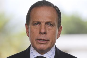 O governador de São Paulo, João Doria, fala à imprensa, após encontro com o presidente em exercício  , General Hamilton Mourão