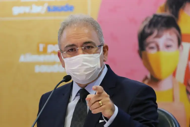 O ministro da Saúde, Marcelo Queiroga, durante o lançamento da Campanha Nacional para Prevenção da Obesidade Infantil