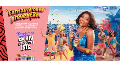 12/02/2026 - Campanha de carnaval do Ministério da Saúde reforça uso de camisinha na prevenção de doenças. Adesão ao preservativo está em queda. Foto: Ministério da Saúde/Divulgação