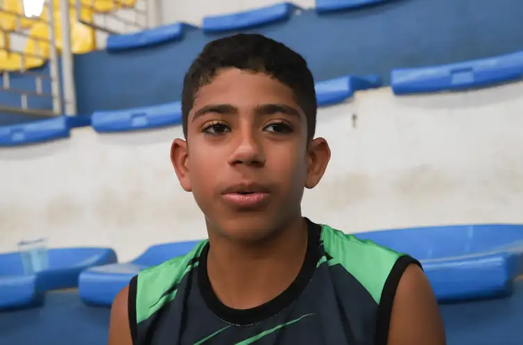 Brasília, 30.10.2023, Thiago Alves de Araújo (Atleta de 14 anos)<br />  , fala sobre os Jogos Escolares Brasileiros 2023, no Clube AABB. Foto: Antônio Cruz/Agência Brasil