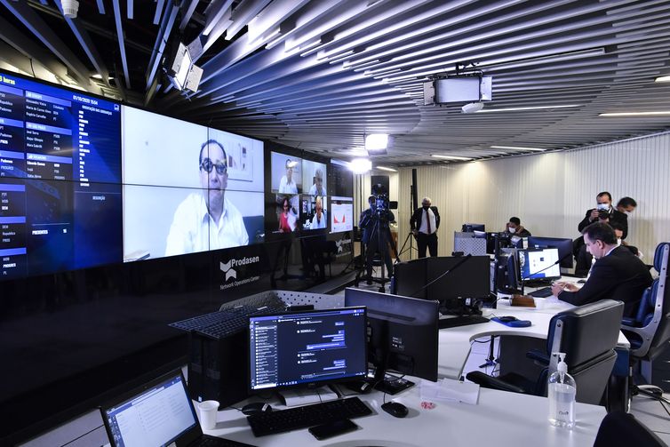 Waldemir Barreto/Agência Senado Senado Federal realizada a partir da sala de controle da Secretaria de Tecnologia da Informação (Prodasen)