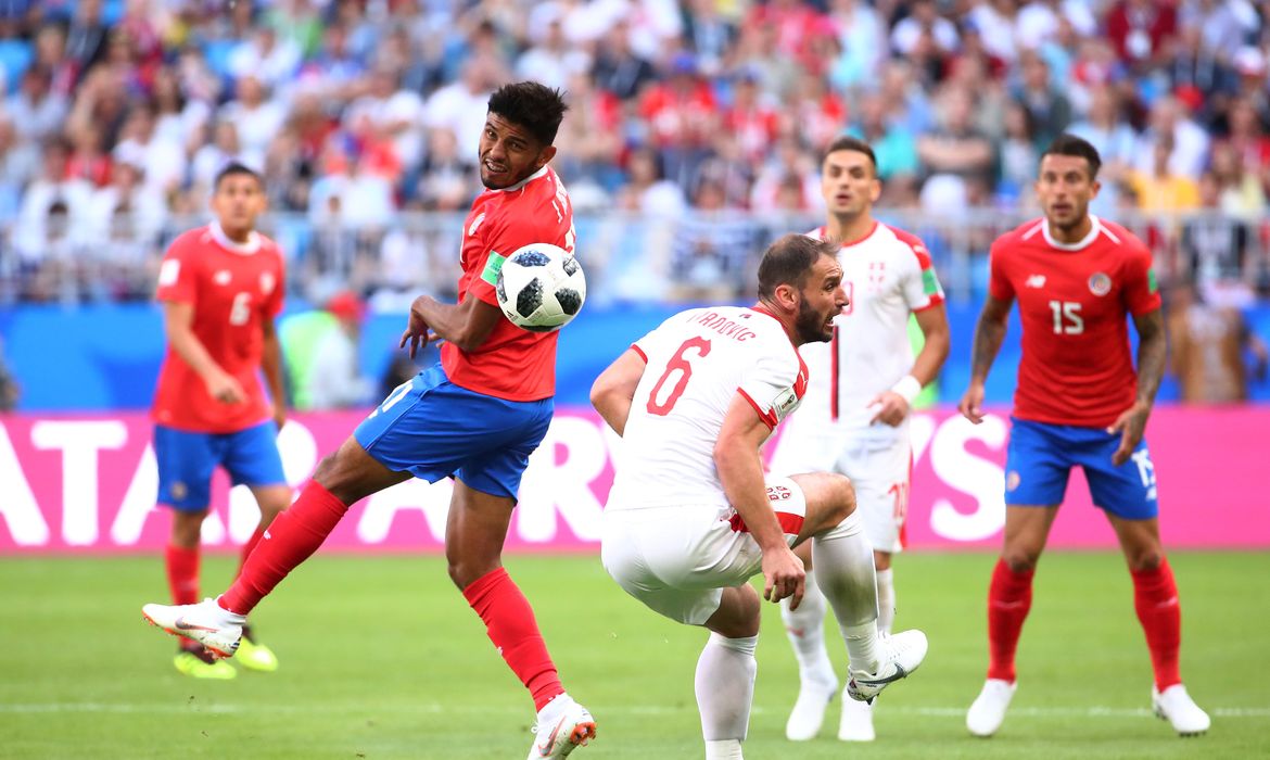 Pelo jogo do Grupo E da Copa do Mundo 2018, Costa Rica vence a Sérvia