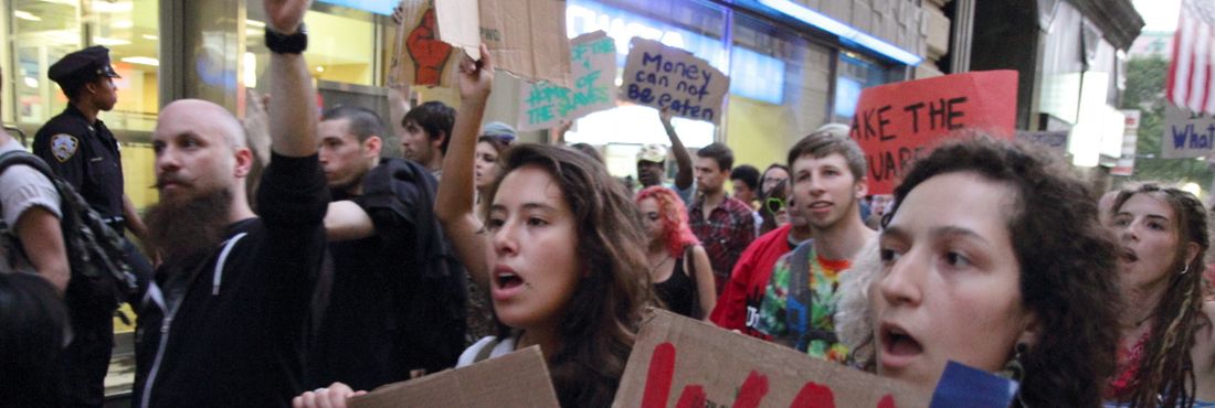 Manifestantes durante os protestos do Occupy Wall Street