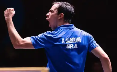 Hugo Calderano vence Nigeriano Quadri Aruna  e  avança às quartas de final de simples do Mundial de Tênis de Mesa - em 22/05/2025