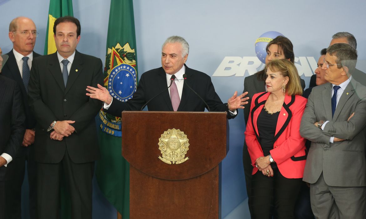 Presidente Michel Temer durante pronunciamento no Palácio do Planalto para rebater denúncia da Procuradoria-Geral da República 