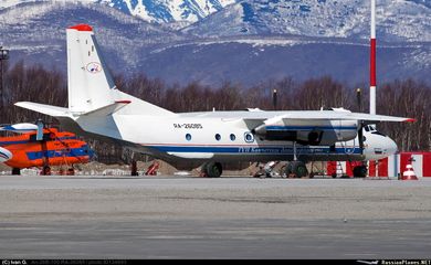 Avião russo An-26 em Petropavlovsk-Kamchatsky, na Rússia