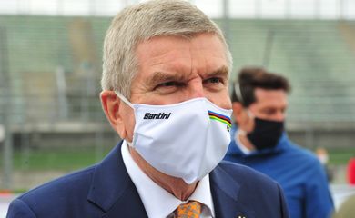Presidente do COI, Thomas Bach, em Ímola