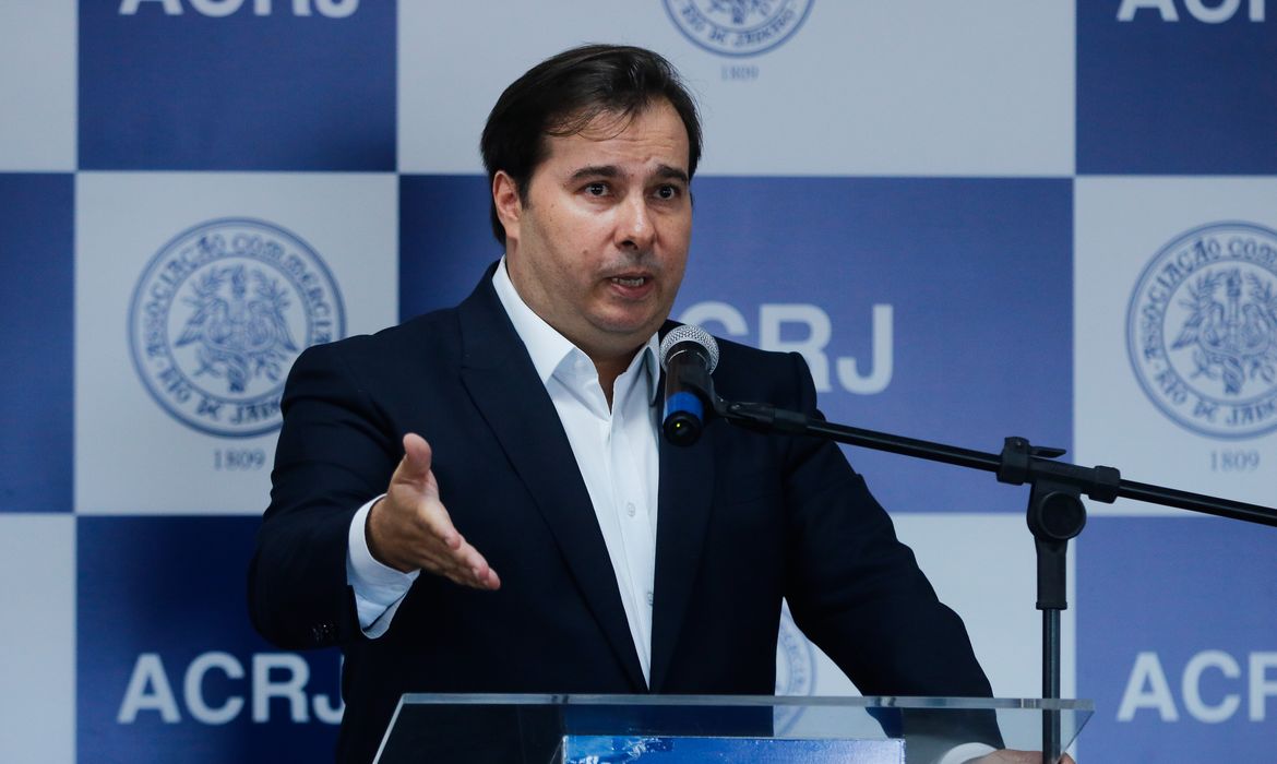 O presidente da Câmara dos Deputados, Rodrigo Maia, faz palestra na Associação Comercial do Rio de Janeiro (ACRJ)