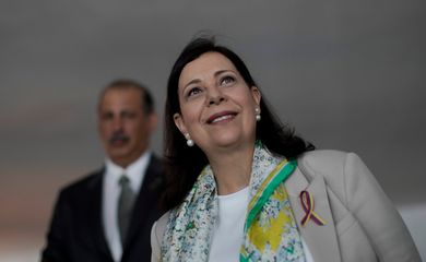 A representante da oposição venezuelana, Maria Teresa Belandria, que foi recebida como embaixadora oficial de seu país no Brasil, participa de uma coletiva de imprensa em Brasília