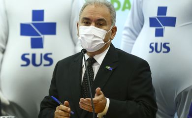 O ministro da Saúde, Marcelo Queiroga, durante o lançamento da campanha Mega Vacinação.