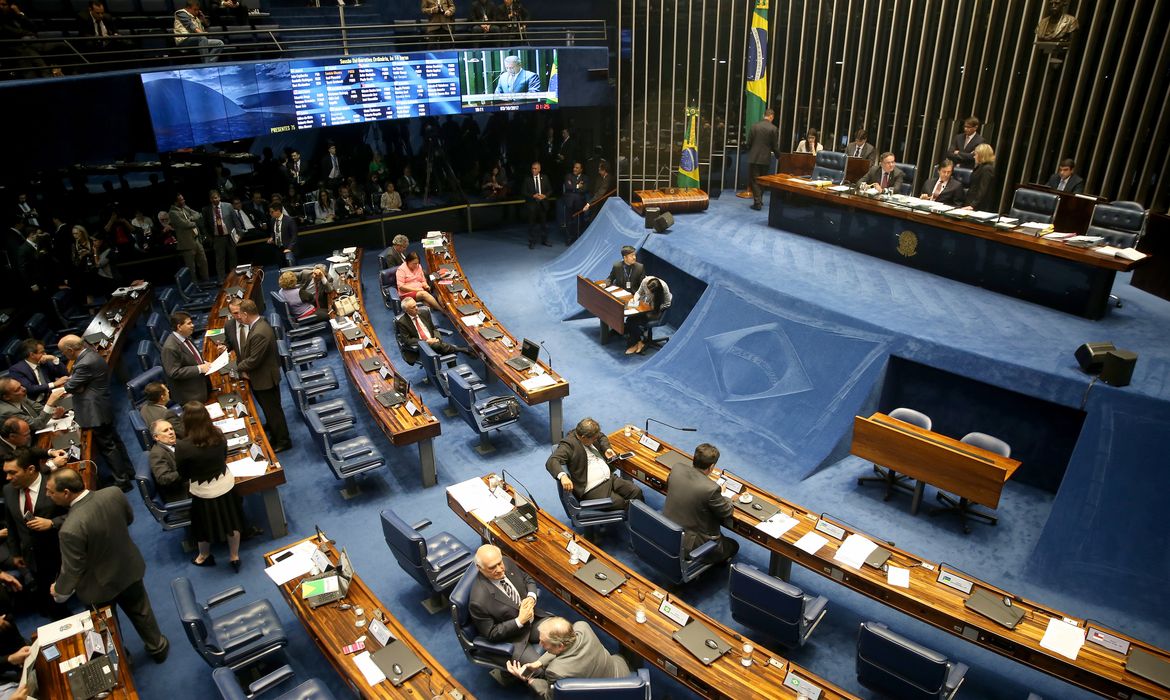 Brasília - Sessão plenária do Senado para discutir decisão do STF que afasta o senador Aécio Neves (Wilson Dias/Agência Brasil)