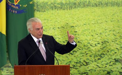 O presidente Michel Temer discursa na cerimônia de lançamento do Plano Agrícola Pecuário 2018/2019, no Palácio do Planalto.