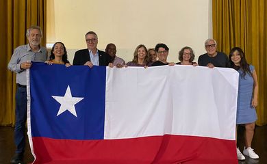 11/09/2023, Delegação chilena na Associação Brasileira de Imprensa (A.B.I), para o ATO em MEMÓRIA DE ALLENDE, em setembro de 2023. Foto: Manuel Lagos