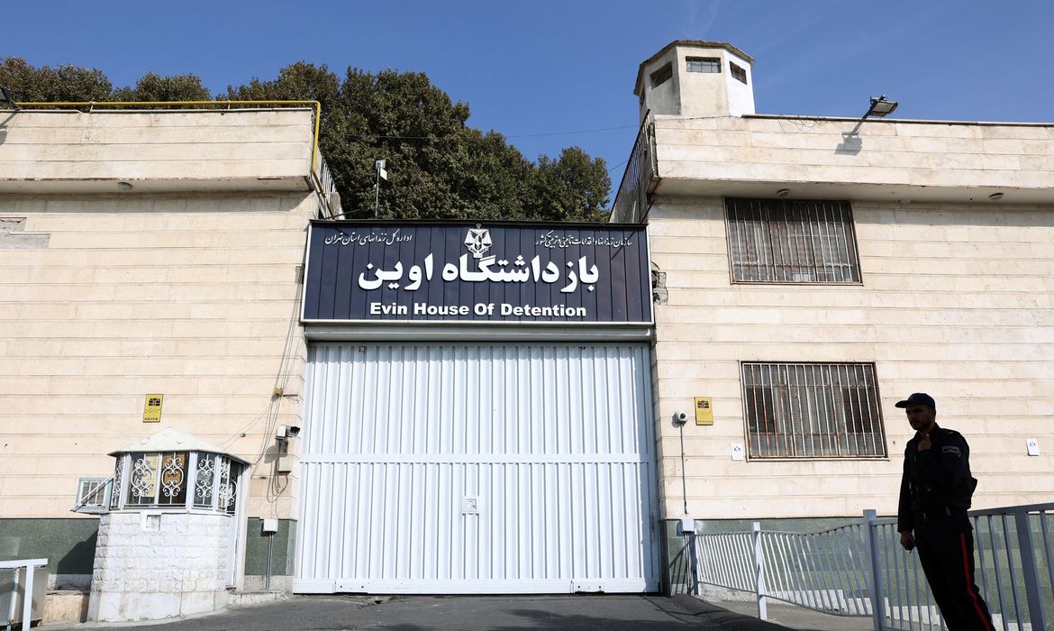 View of the entrance of Evin prison in Tehran