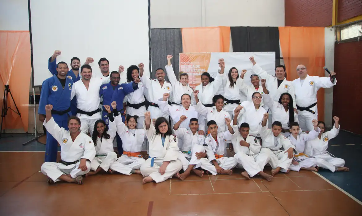 alunos reação, judô